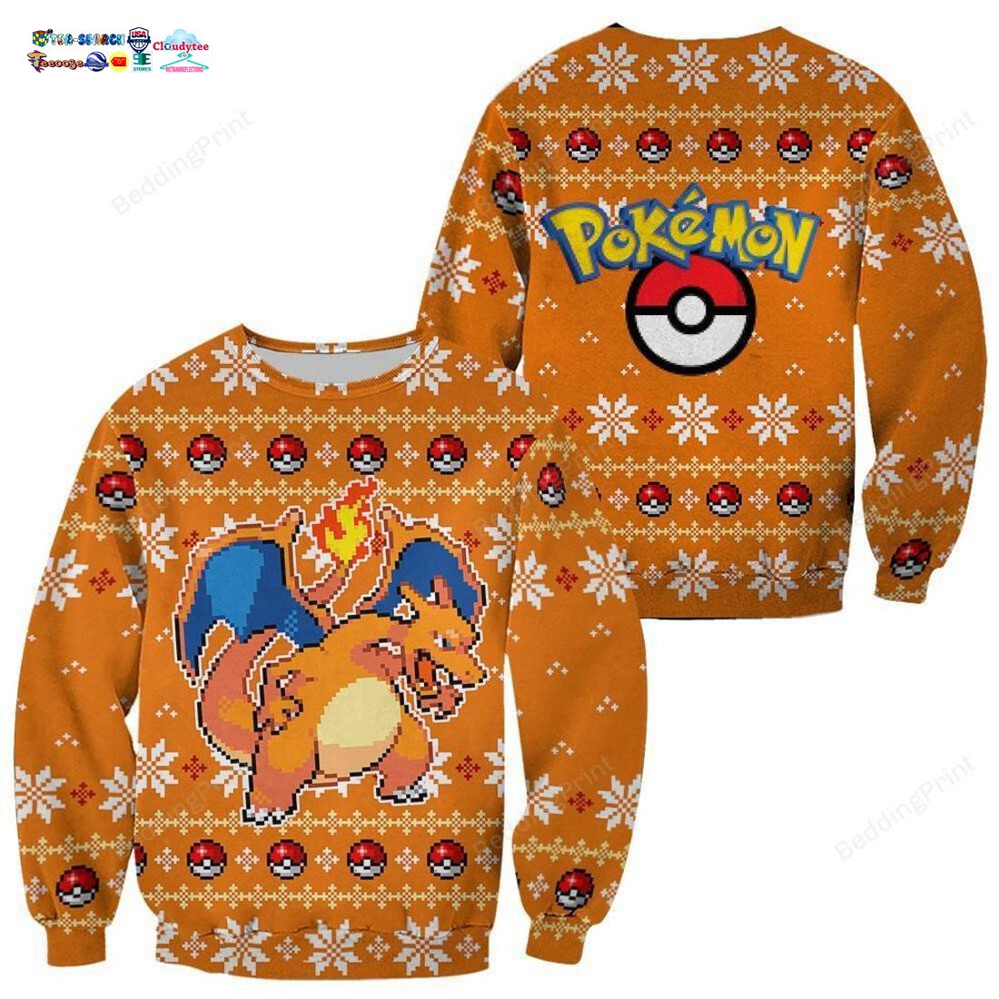 Pokemon Charizard Pokeball Ugly Christmas Sweater - Natural and awesome