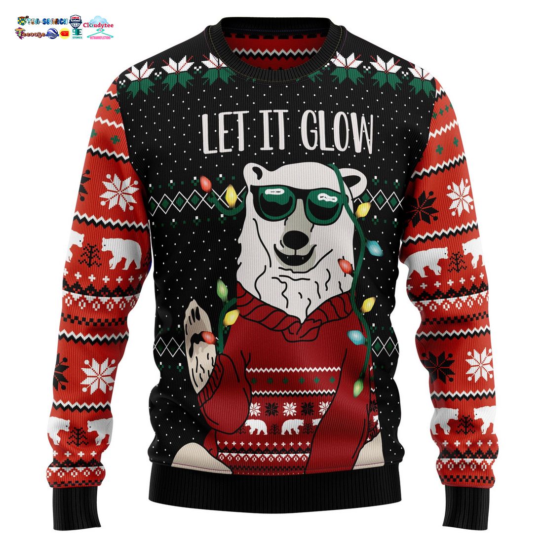 Polar Bear Let It Glow Ugly Christmas Sweater
