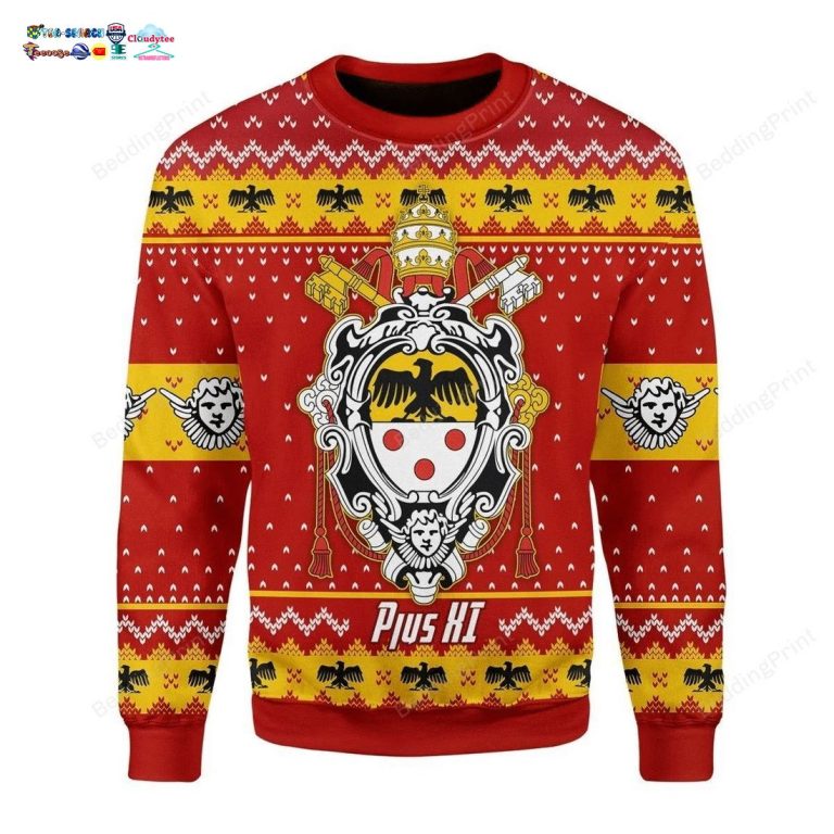 Pope Pius XI Ugly Christmas Sweater - Two little brothers rocking together