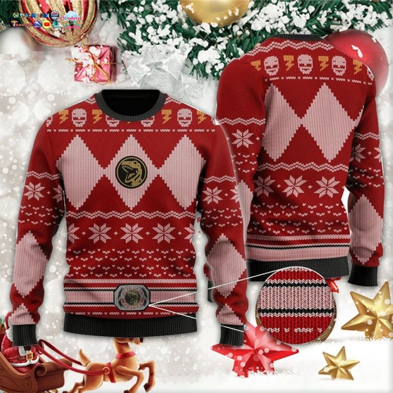 Power Ranger Red Ugly Christmas Sweater - I am in love with your dress
