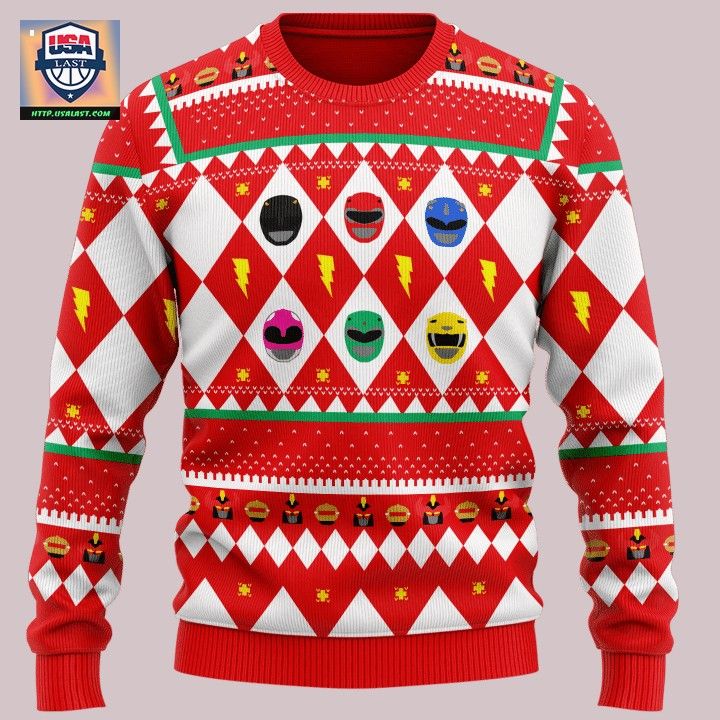 Power Rangers Ugly Christmas Sweater - You look cheerful dear