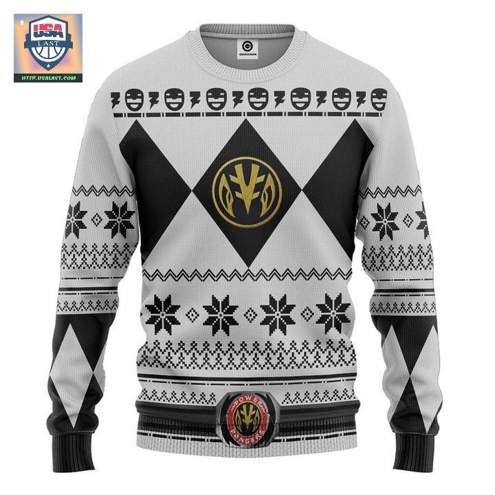 Power Rangers White Ranger Ugly Christmas Sweater - Our hard working soul