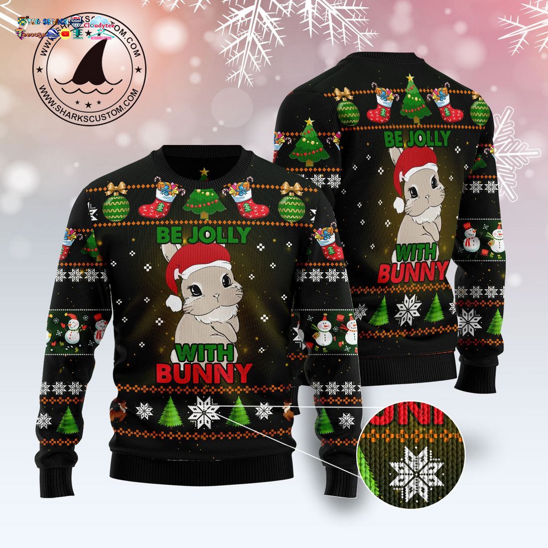 Rabbit Be Jolly With Bunny Ugly Christmas Sweater - You look lazy