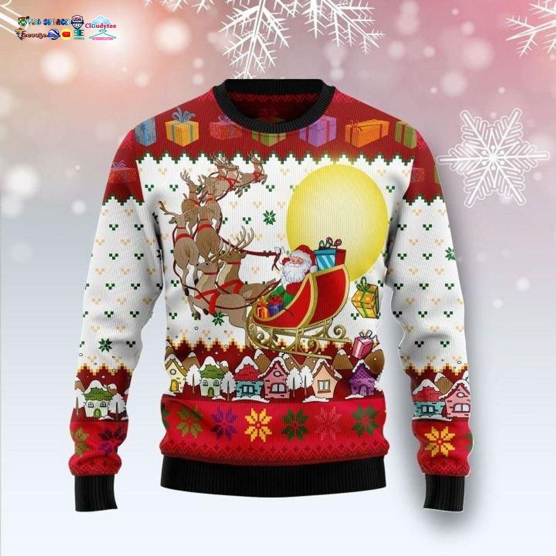 Reindeer And Santa Claus Ugly Christmas Sweater
