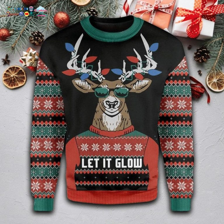 Reindeer Let It Glow Ugly Christmas Sweater - Nice shot bro