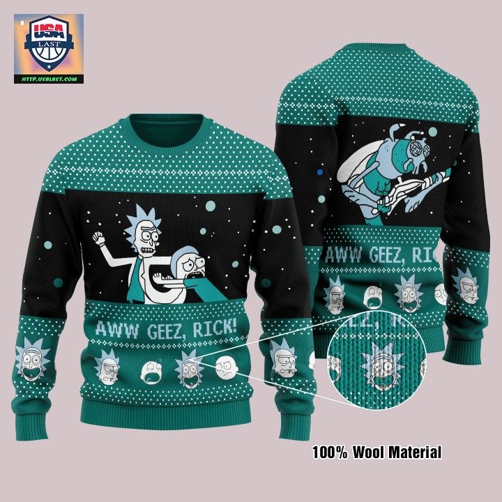 Rick And Morty Aww Geez Rick Ugly Christmas Sweater - Rocking picture