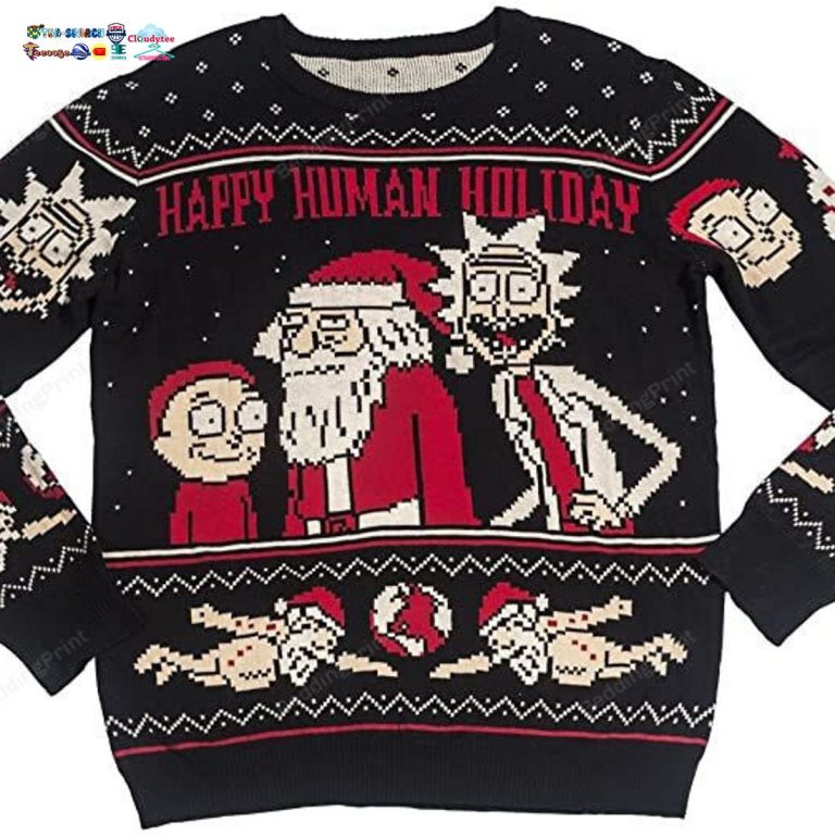 Rick And Morty Happy Human Holiday Ugly Christmas Sweater - Good look mam