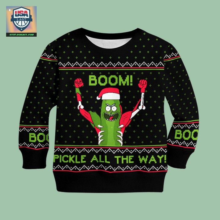 Rick And Morty Pickle All The Way Ugly Christmas Sweater - Sizzling