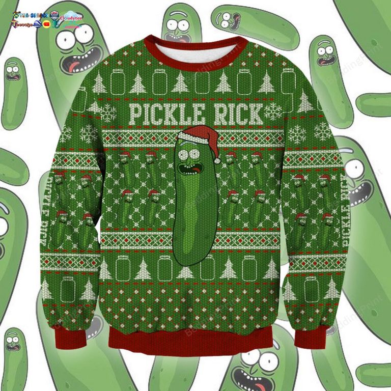 Rick And Morty Pickle Rick Ugly Christmas Sweater - You look too weak
