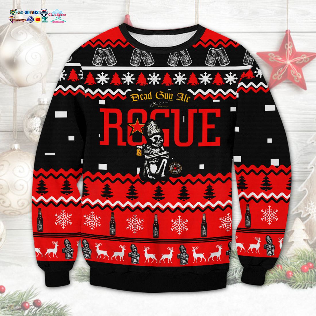 Rogue Dead Guy Ale Ugly Christmas Sweater