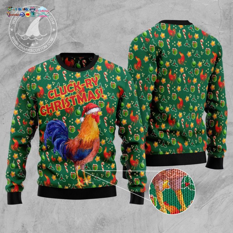 Rooster Cluck-ry Christmas Ugly Christmas Sweater - Cutting dash