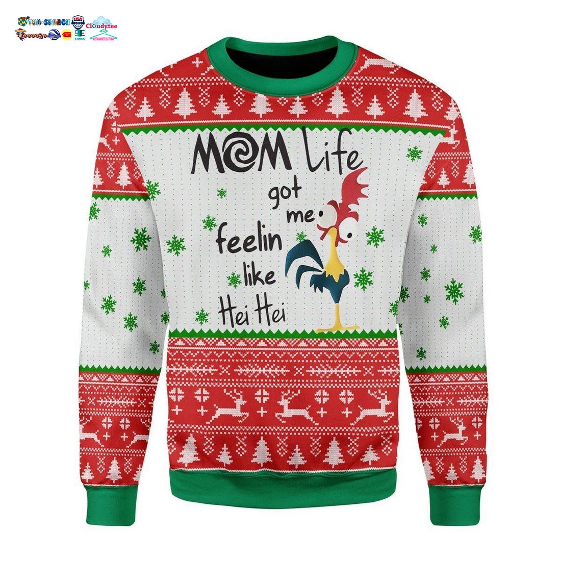 Rooster Mom Life Got Me Fellin Like Hei Hei Ugly Christmas Sweater
