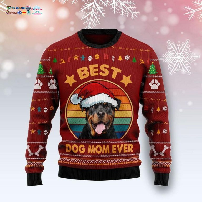 Rottweiler Best Dog Mom Ever Ugly Christmas Sweater - My friends!