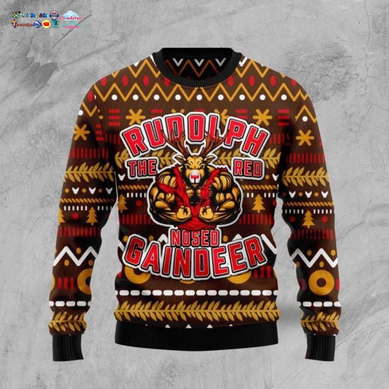 Rudolph The Red Nosed Gaindeer Ugly Christmas Sweater - Our hard working soul
