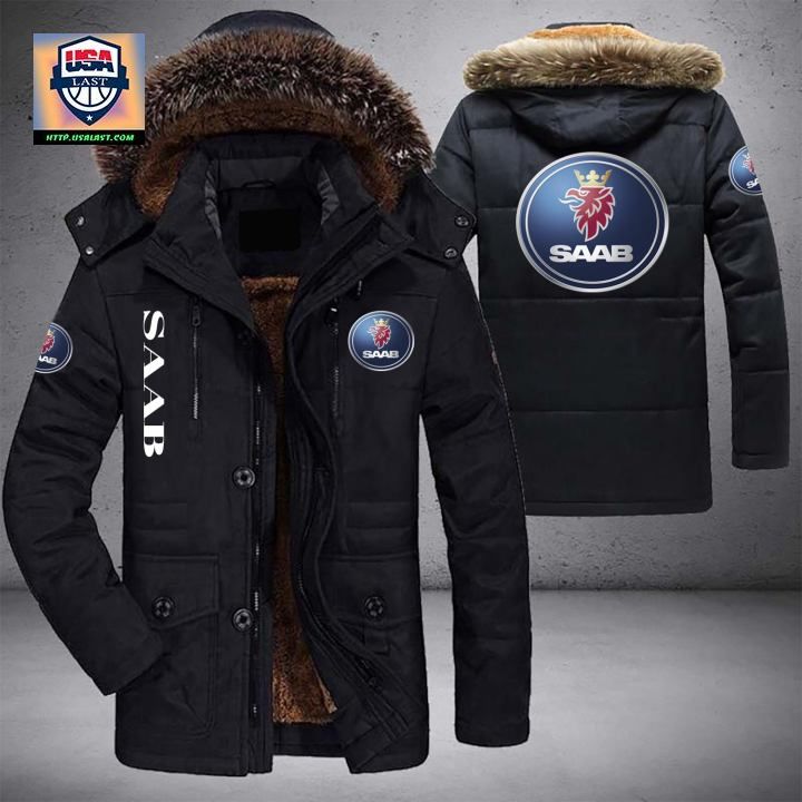 Saab Logo Brand Parka Jacket Winter Coat – Usalast