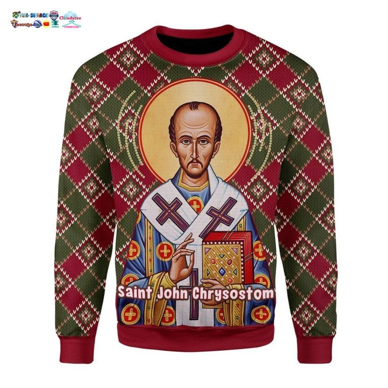 Saint John Chrysostom Ugly Christmas Sweater - You tried editing this time?