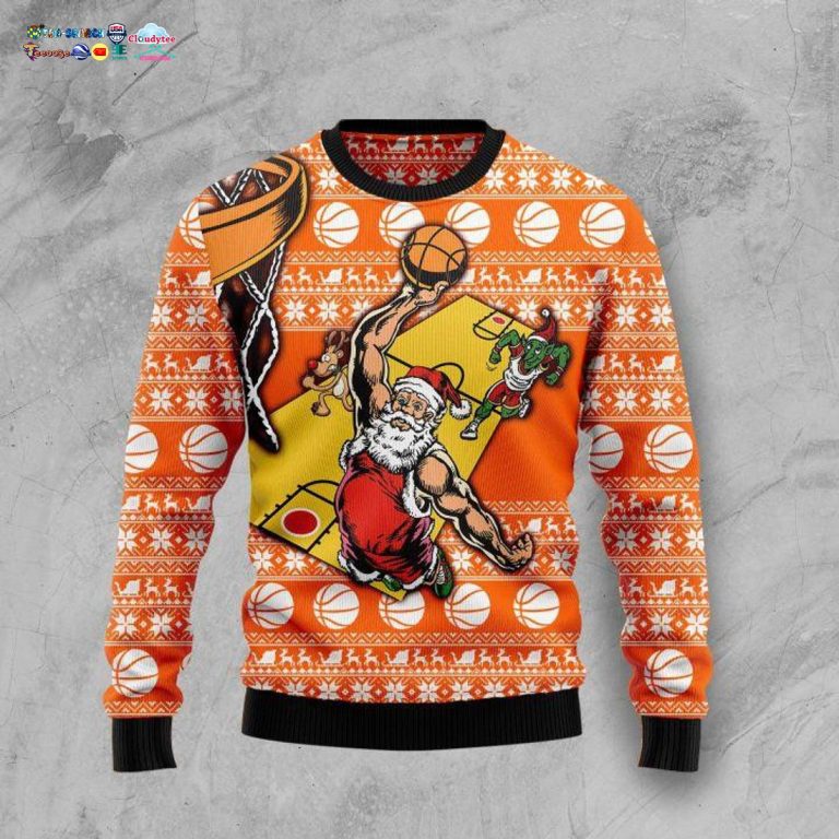 Santa Basketball Ugly Christmas Sweater - Oh my God you have put on so much!