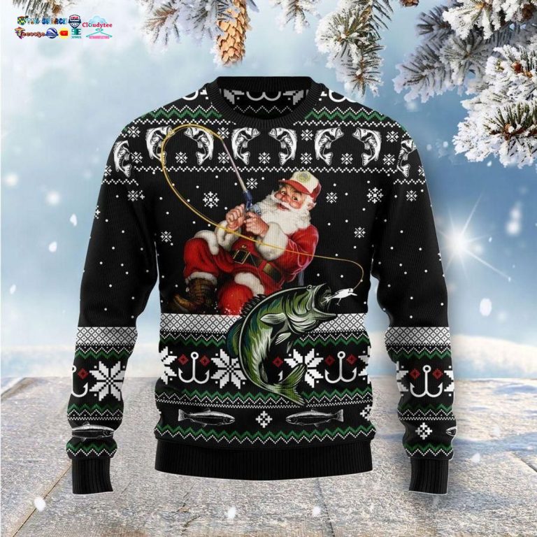 Santa Claus Fishing Ugly Christmas Sweater - You guys complement each other