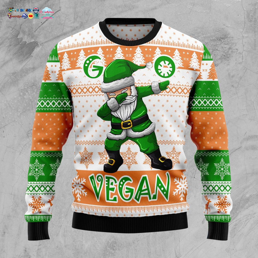 Santa Dabbing Go Vegan Ugly Christmas Sweater