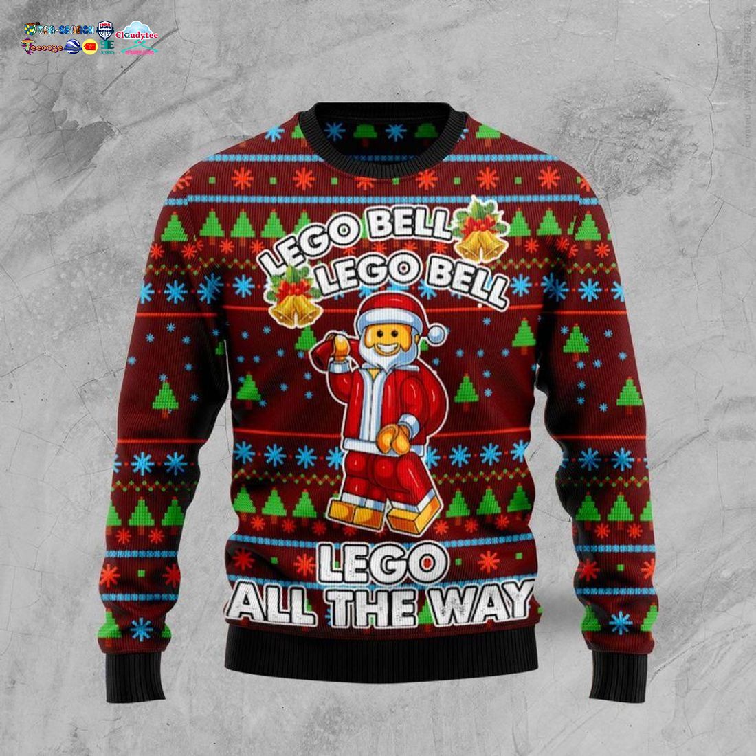 Santa Lego Bell Lego Bell Lego All The Way Ugly Christmas Sweater