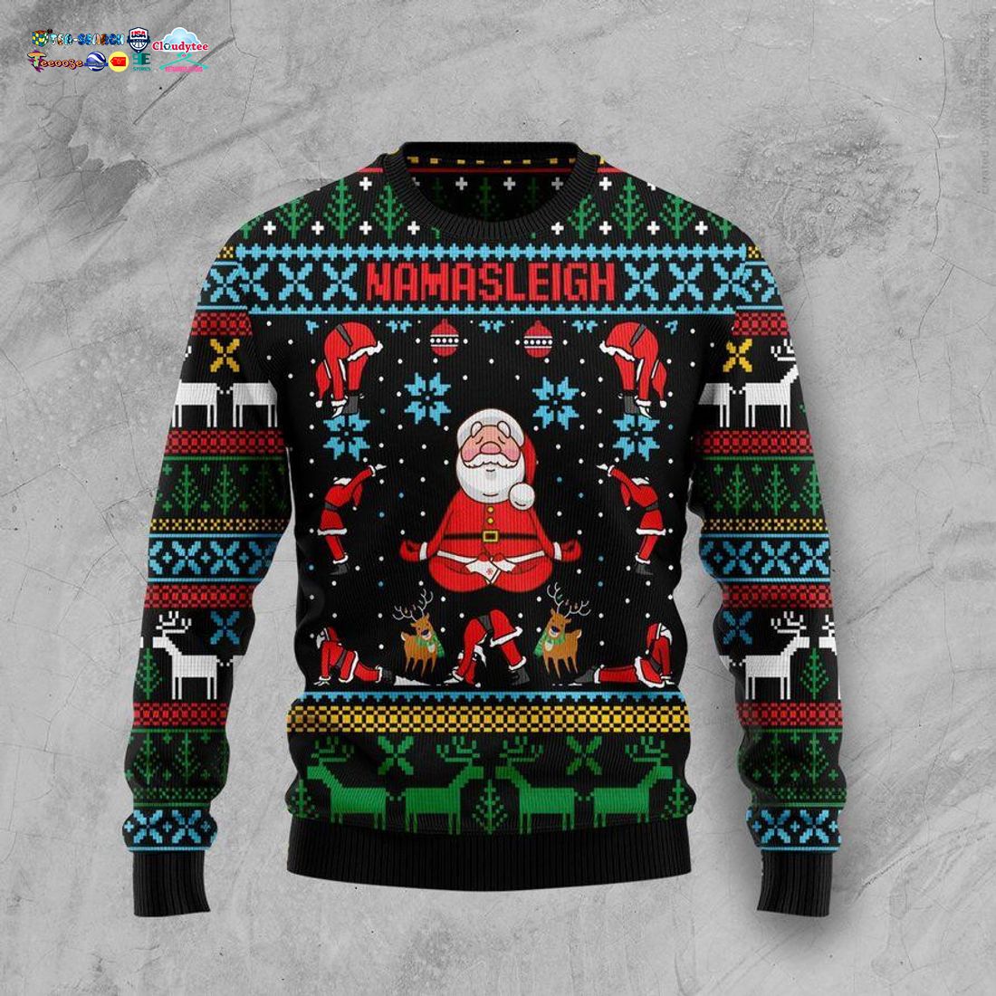 Santa Namasleigh Ugly Christmas Sweater