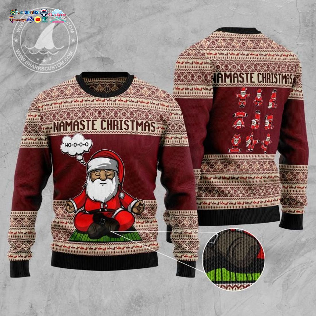 Santa Namaste Christmas Ugly Christmas Sweater