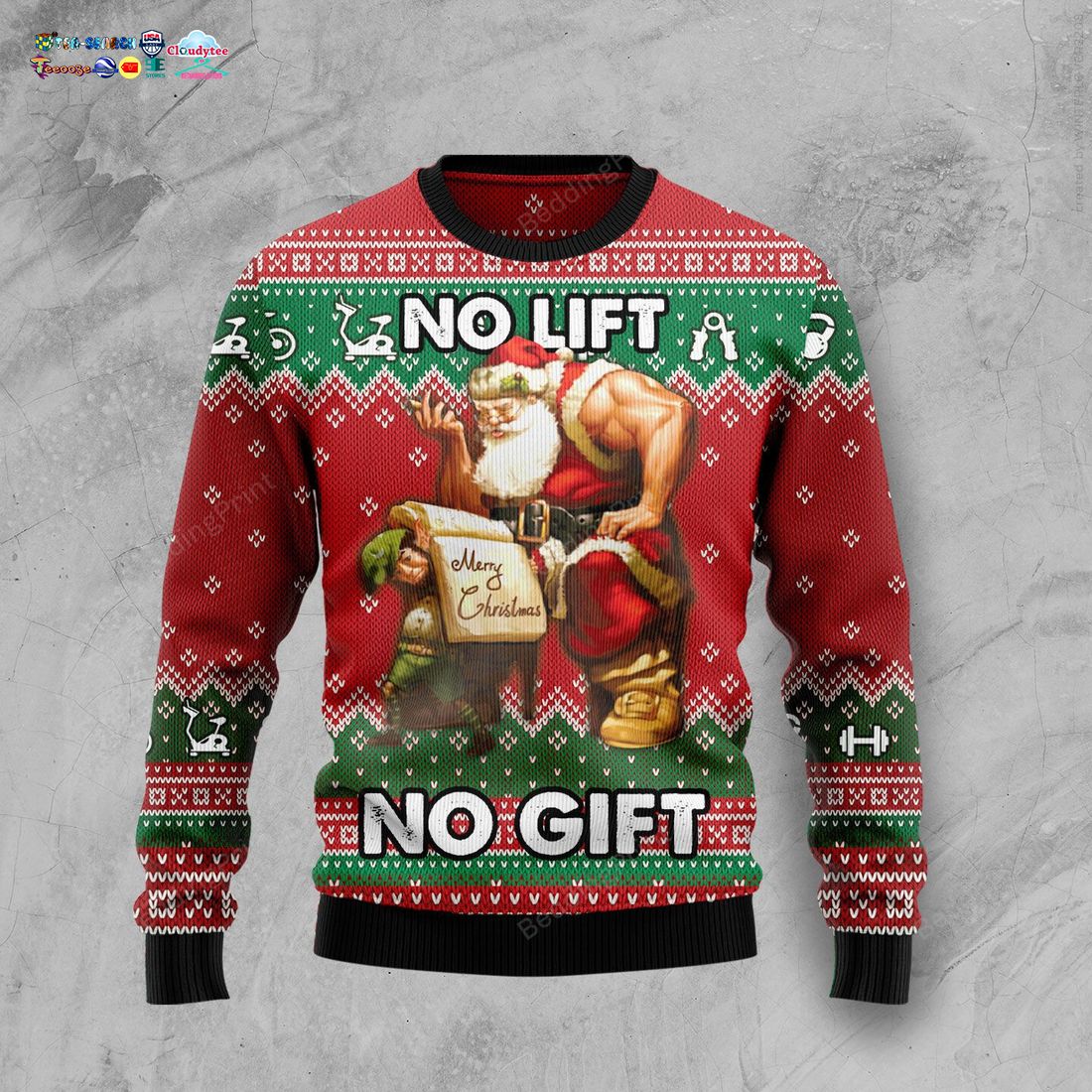 Santa No Lift No Gift Ugly Christmas Sweater