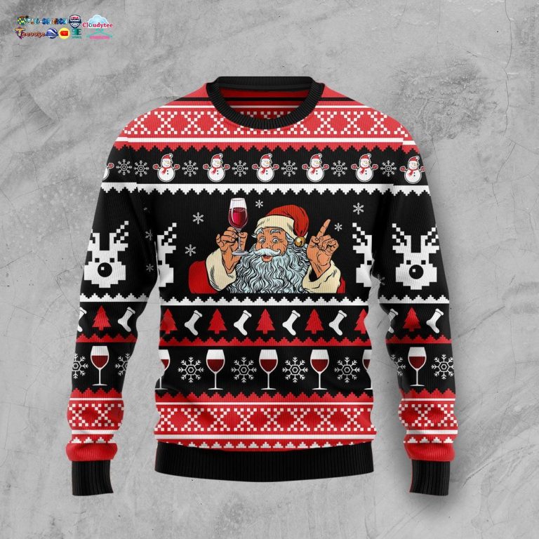 Santa Red Wine Ugly Christmas Sweater - Handsome as usual