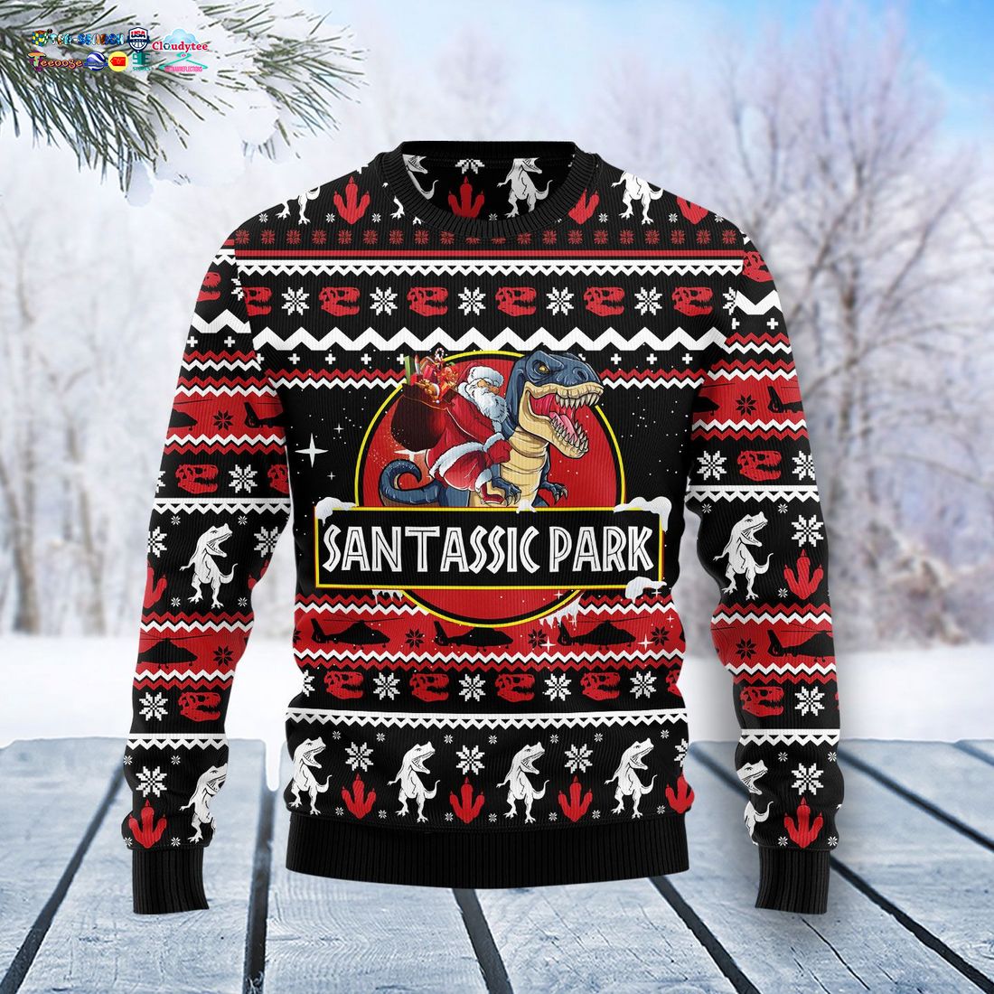 Santassic Park Ver 2 Ugly Christmas Sweater