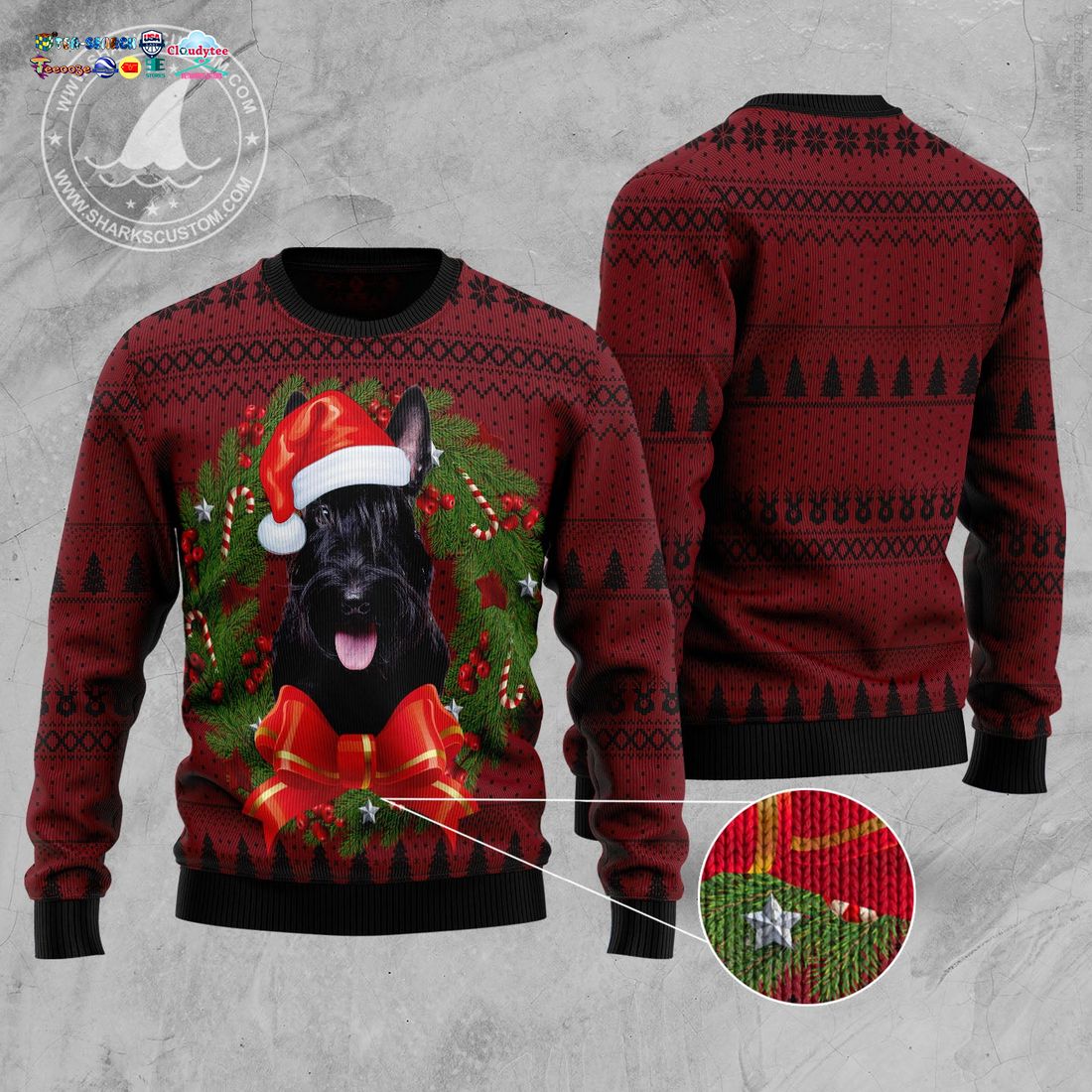 Scottish Terrier Christmas Circle Ugly Christmas Sweater