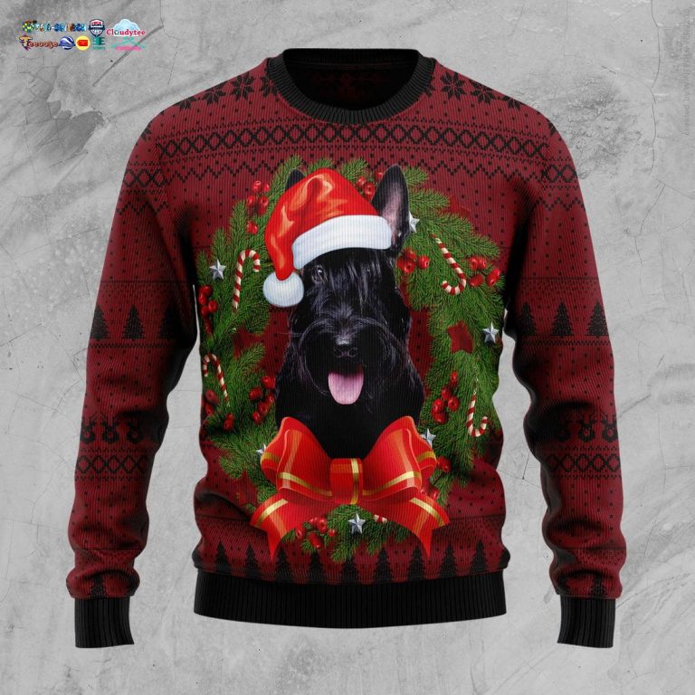 Scottish Terrier Christmas Circle Ugly Christmas Sweater - Natural and awesome