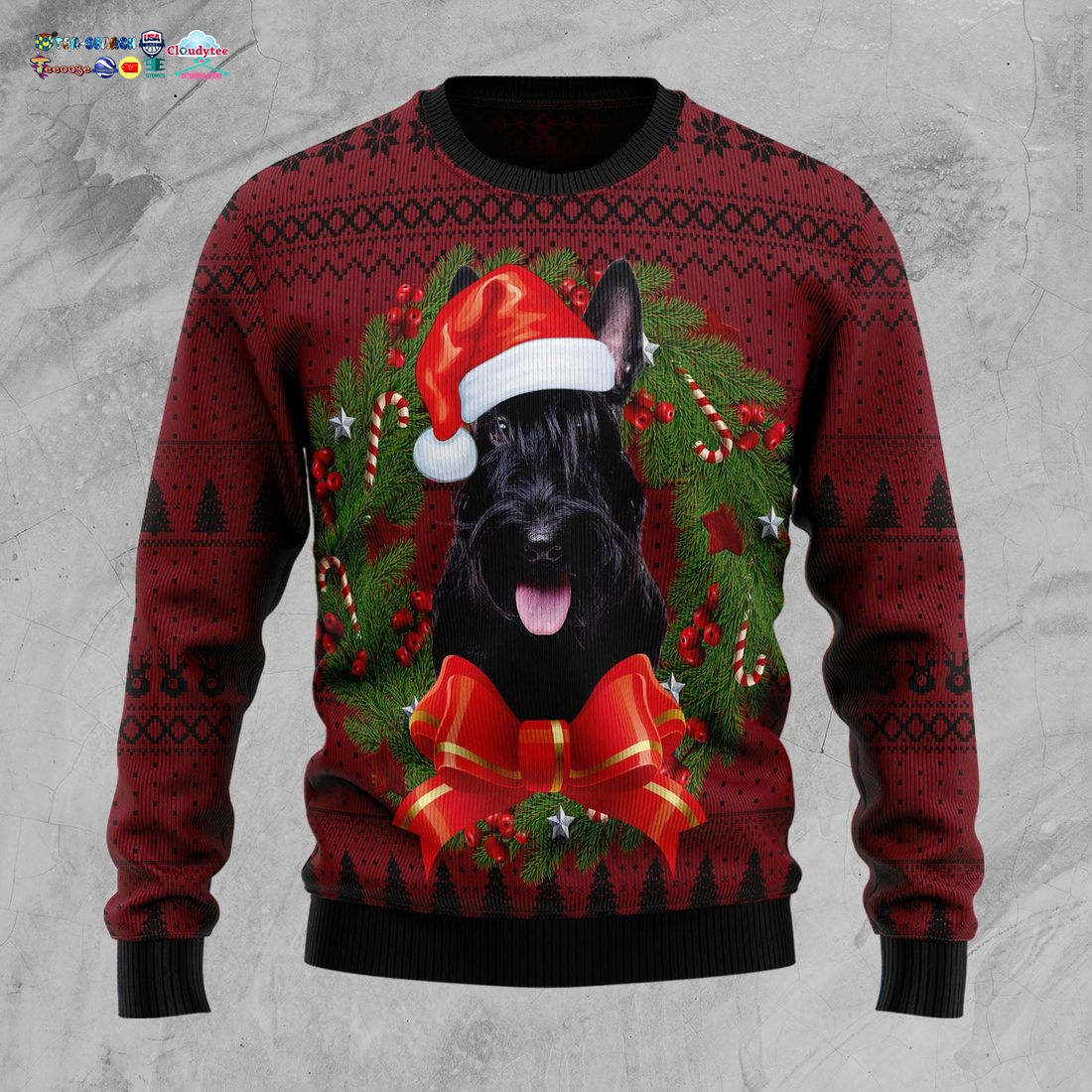 Scottish Terrier Christmas Circle Ugly Christmas Sweater