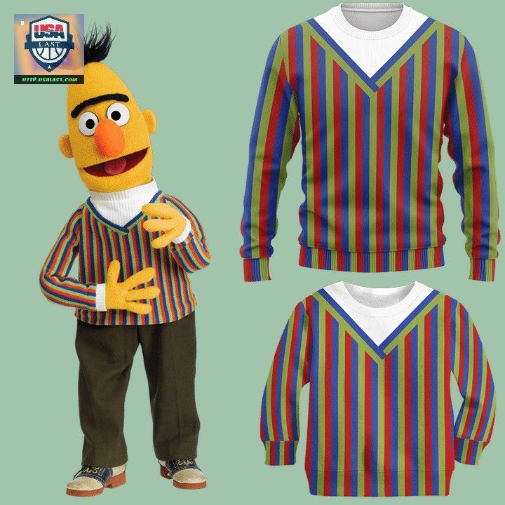 Seasame Street Bert Costume Ugly Christmas Sweater – Usalast