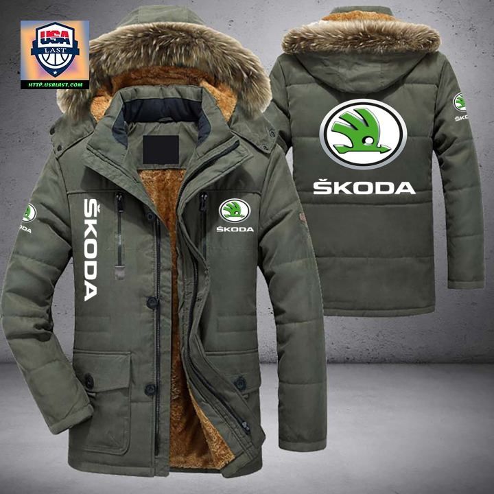 Skoda Logo Brand Parka Jacket Winter Coat - Hundred million dollar smile bro
