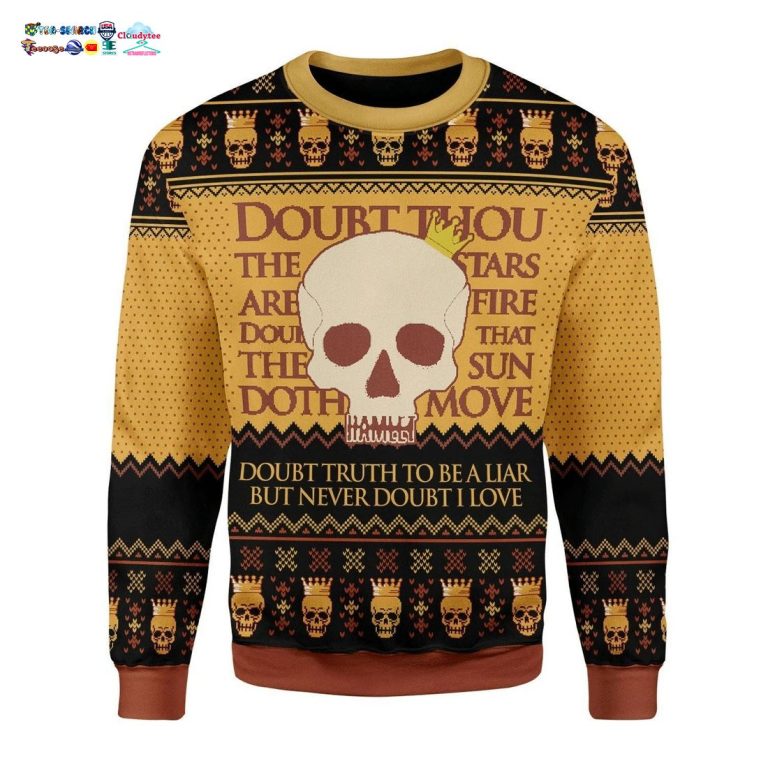 Skull Hamlet William Shakespeare Ugly Christmas Sweater - Sizzling