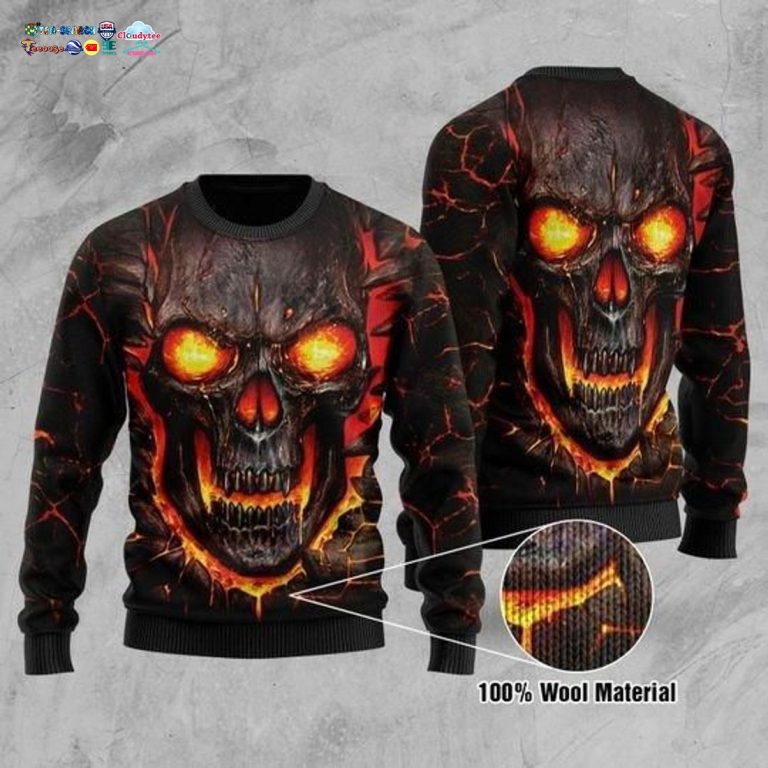 Skull Lava Halloween Ugly Christmas Sweater - Out of the world
