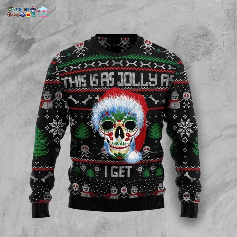 Skull This Is As Jolly As I Get Ugly Christmas Sweater - Rocking picture
