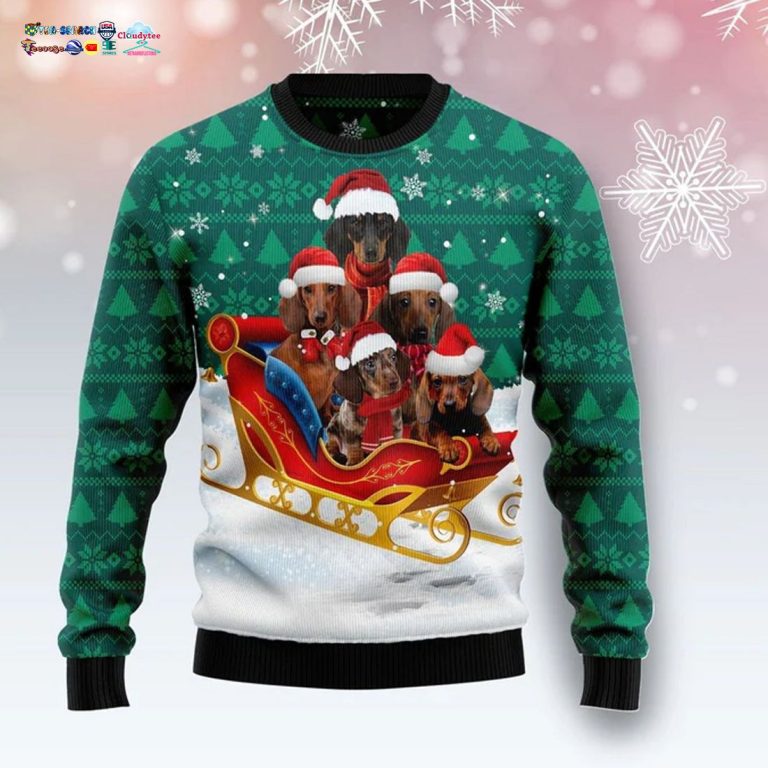 Sleigh Dachshund Ugly Christmas Sweater - Rejuvenating picture