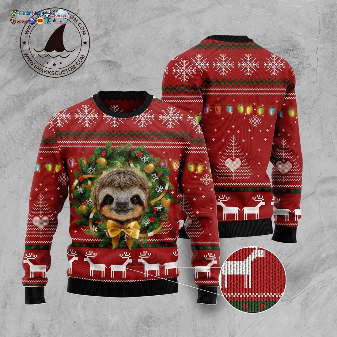 Sloth Christmas Circle Ugly Christmas Sweater