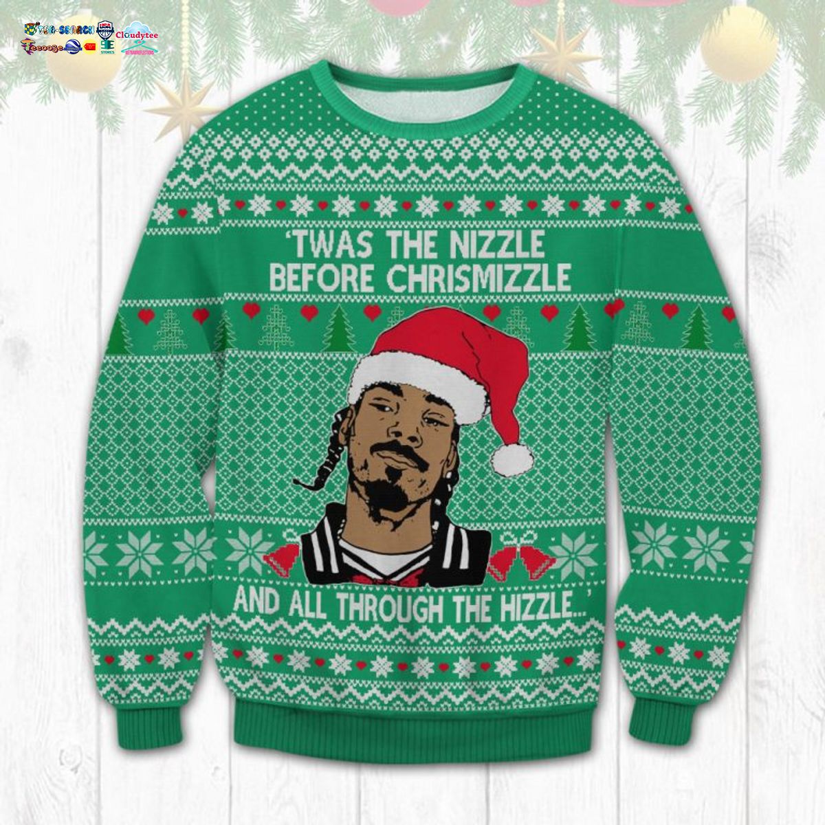 Snoop Dogg Twas The Nizzle Before Christmizzle Ugly Christmas Sweater