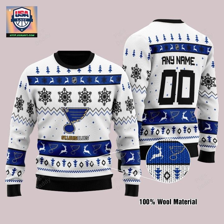 St. Louis Blues Personalized White Ugly Christmas Sweater - Cool DP