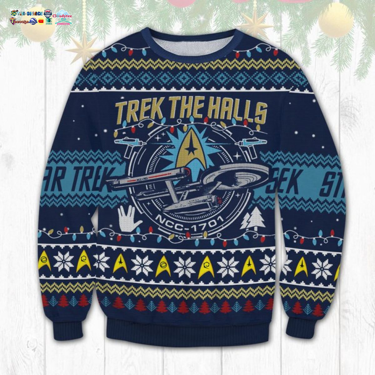 Star Trek Trek The Halls Ugly Christmas Sweater
