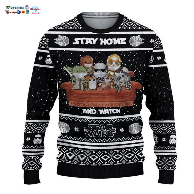 Stay Home And Watch Star Wars Ver 1 Ugly Christmas Sweater - Sizzling