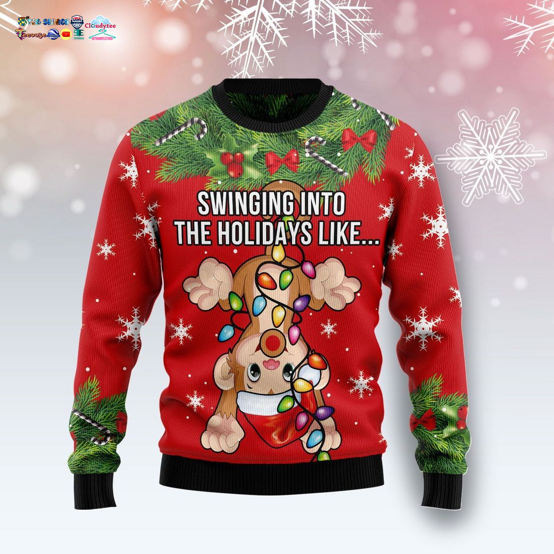 Swinging Into The Holidays Like Monkey Ugly Christmas Sweater