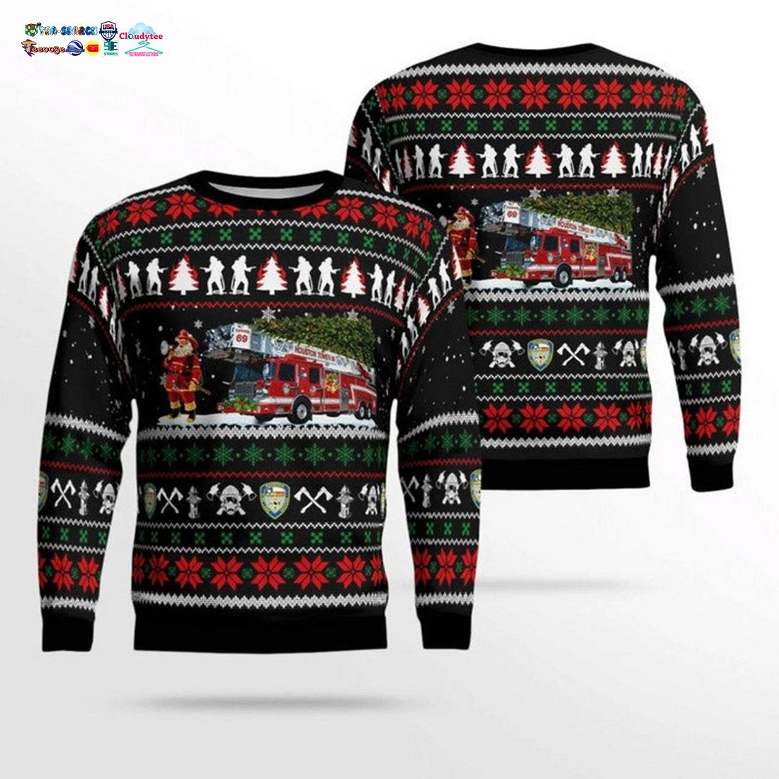 Texas Houston Fire Department Ugly Christmas Sweater