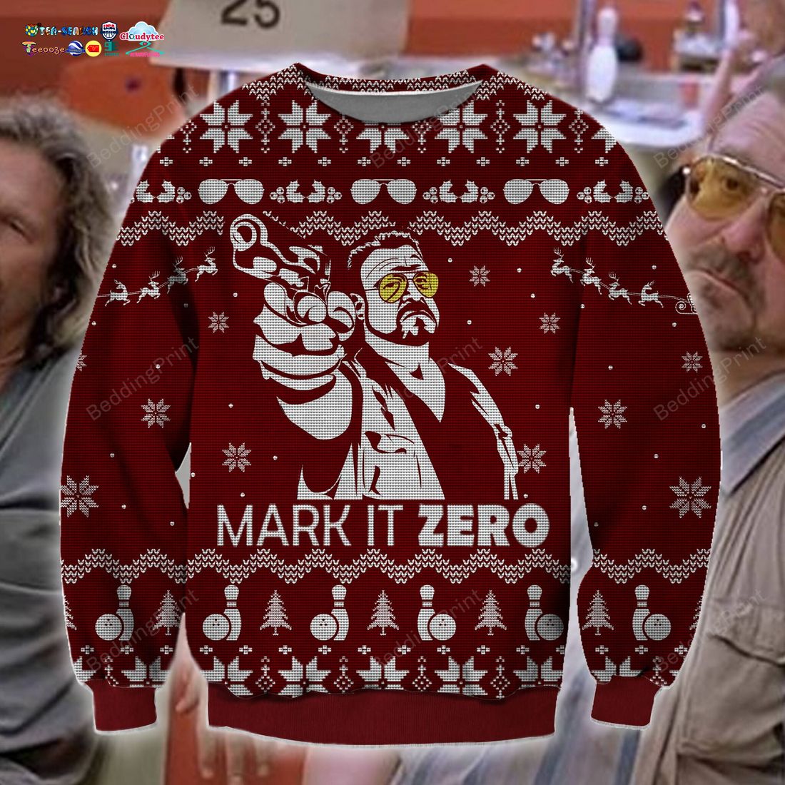 The Big Lebowski Mark It Zero Ugly Christmas Sweater