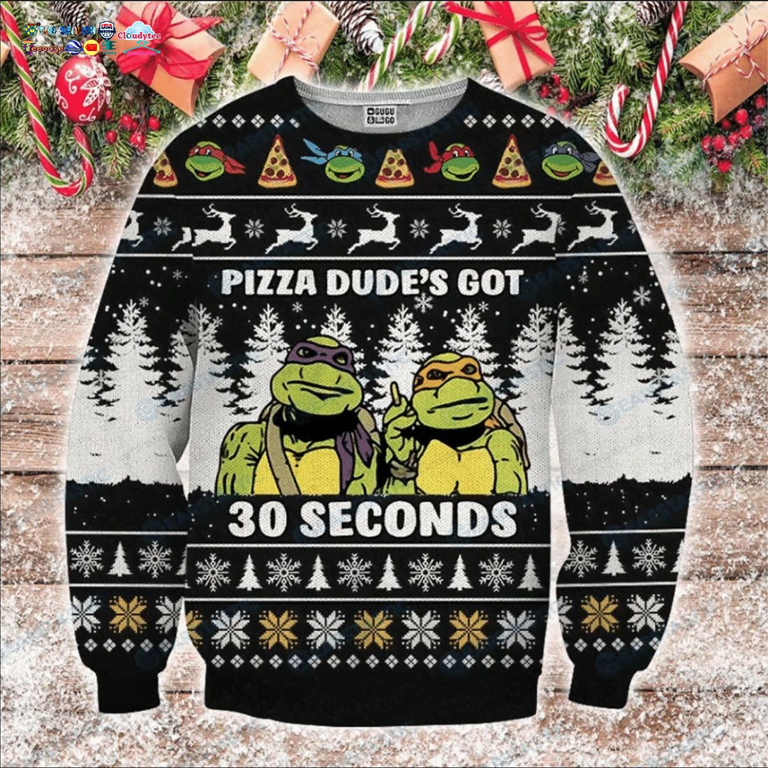 TMNT Pizza Dude’s Got 30 Seconds Ugly Christmas Sweater
