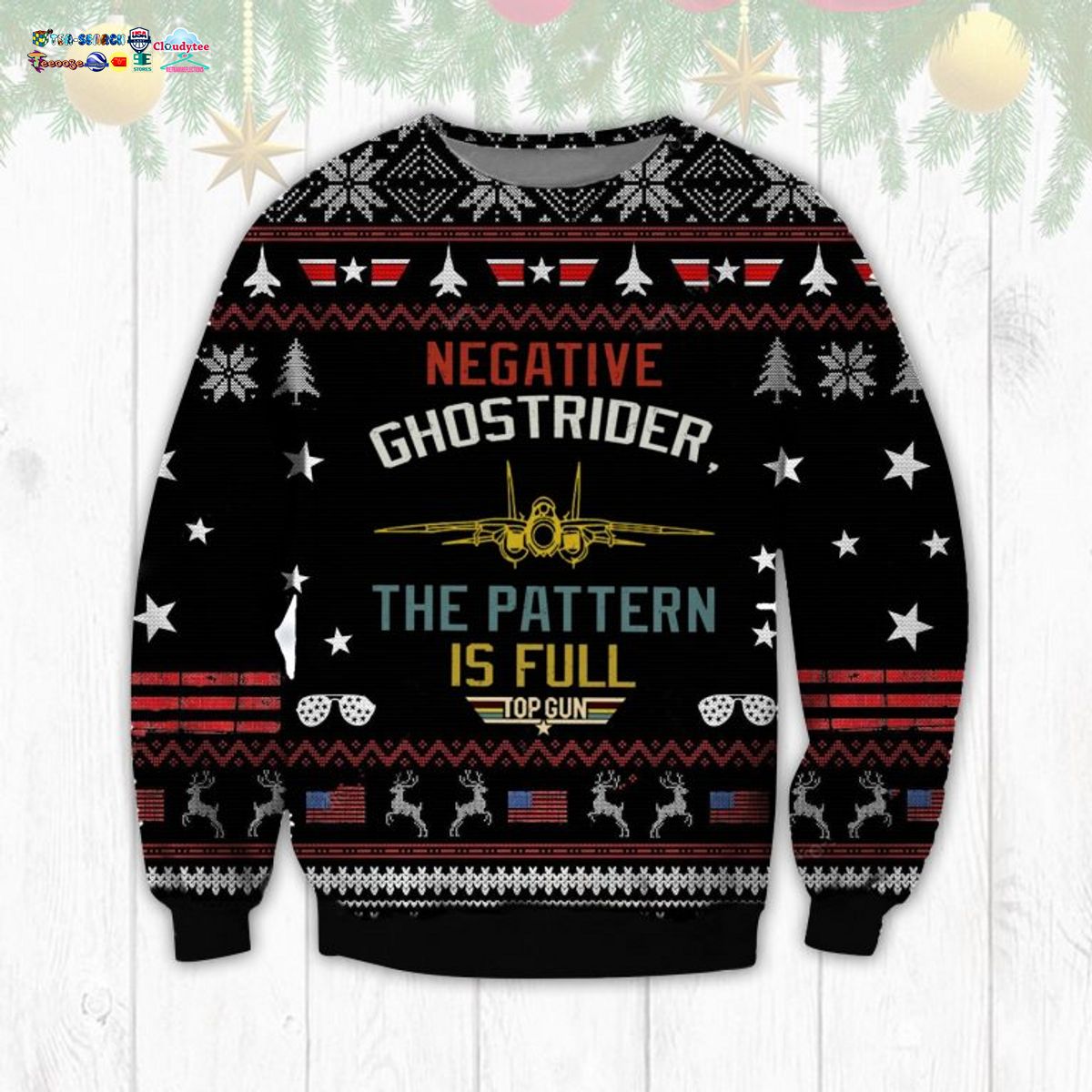 Top Gun Negative Ghost Rider The Pattern Is Full Ugly Christmas Sweater