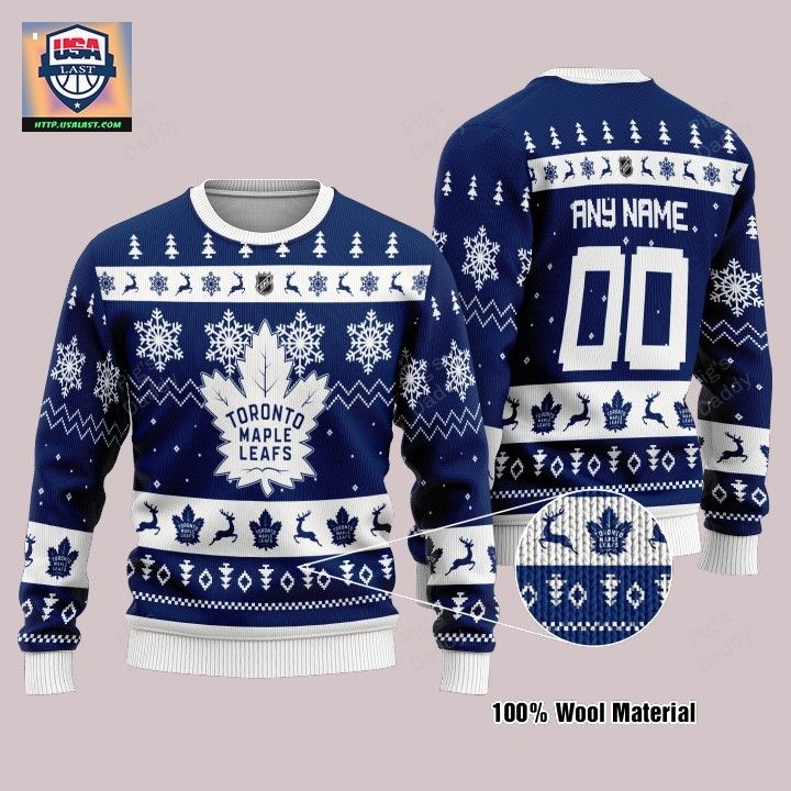 Toronto Maple Leafs Personalized Navy Ugly Christmas Sweater – Usalast