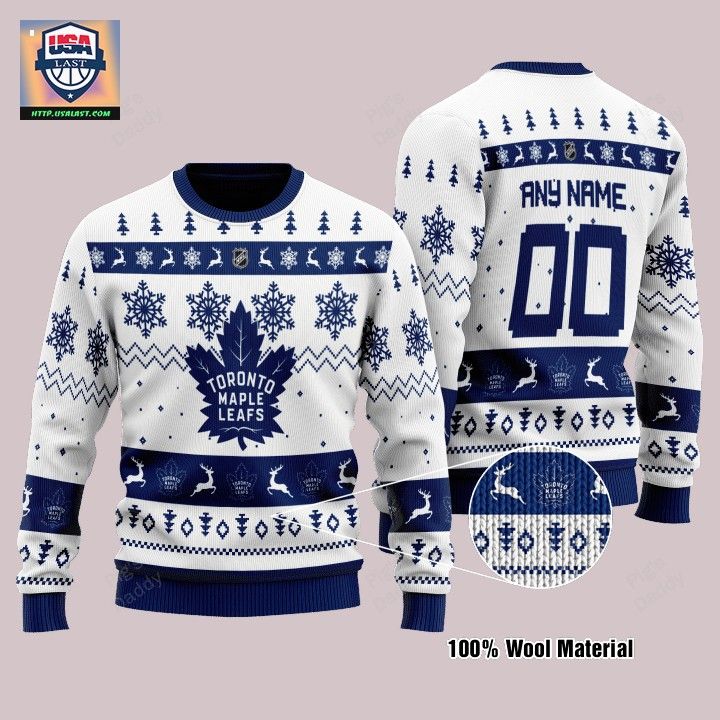 Toronto Maple Leafs Personalized White Ugly Christmas Sweater - Cool look bro